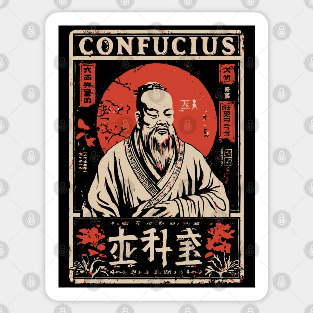 Confucius Wisdom Portrait - Eastern Philosophy Art Sticker by TuncGK